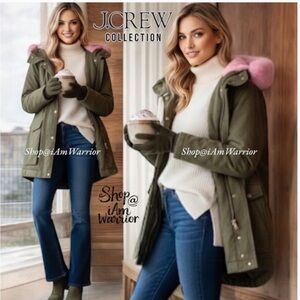 J. Crew Gray Jacket with Pink Fur Hood